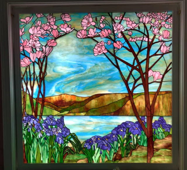 tiffany style stained glass window panel