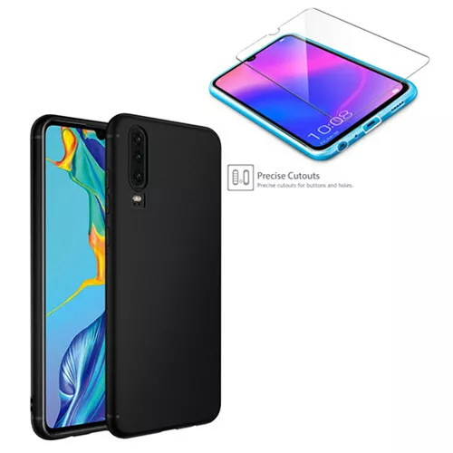Étui Silicone + Verre Trempé Pour Huawei P Smart FIG-LX1/L21 2018 - Coque Gel Mate Anti-choc, 7 Couleurs
