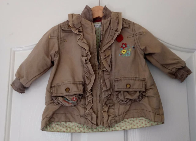 Giacca verde Mamas and Papas bambina con dettaglio ricamato taglia 3-6 mesi