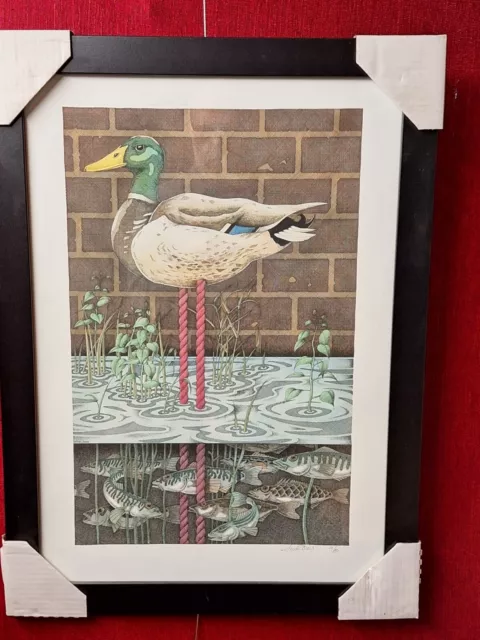 Simon Drew Duck Pond Limited Edition print signed framed funny animal art