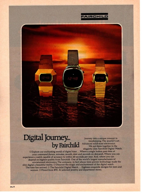 1976 Fairchild Digital Watch Digital Journey Advanced Solid-State Watch Print Ad