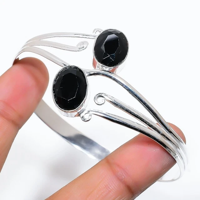 Bracelet manchette en argent sterling 925 fait main avec