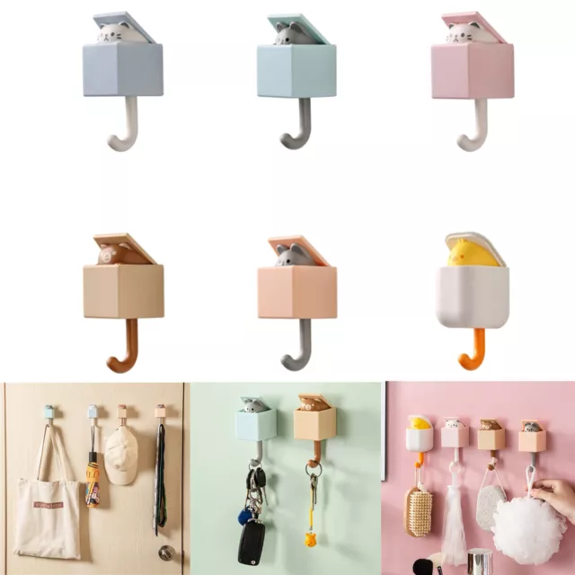 1pcs Cat Hook Seamless toilettes chambre porte crochet clé parapluie cap