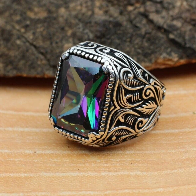 Bague pour homme mystique faite à la main pour homme en argent sterling 925...