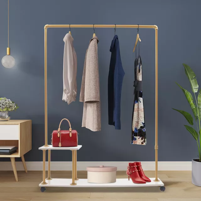 Modern Garment Rack For Laundry Room Metal Rolling Clothing Rack On Wheels