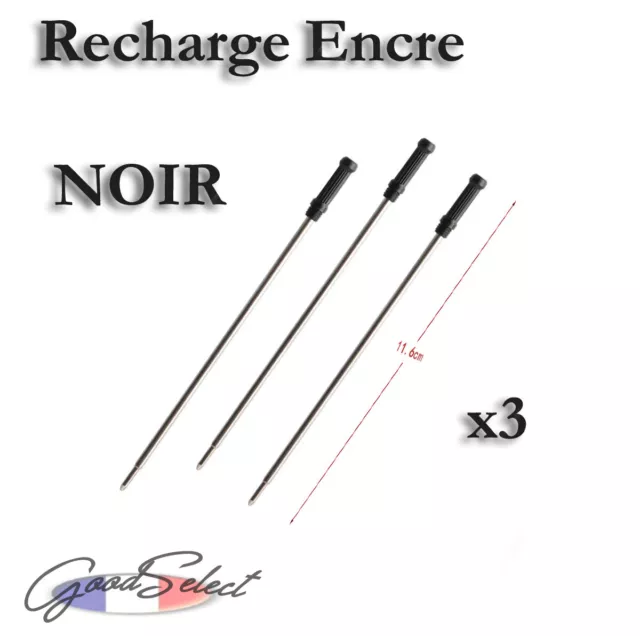 3 pcs/lot Recharge 11,6 cm Stylo bille rotatif ENCRE NOIRE (Ref_E15)