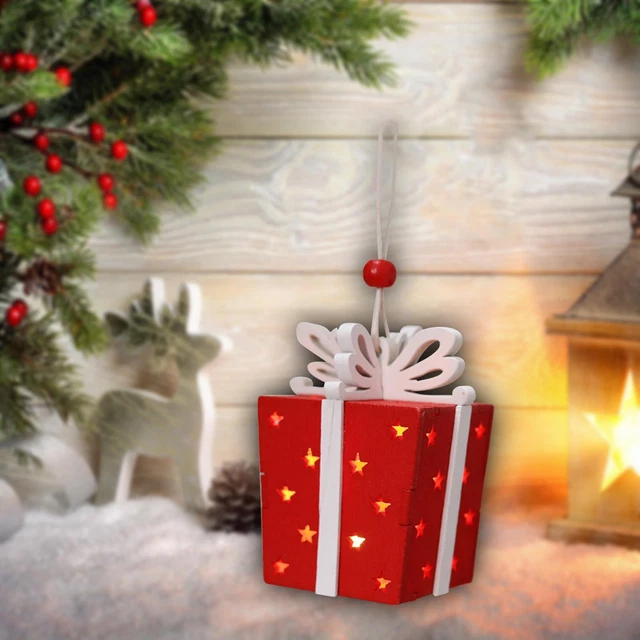 Christmas Lighted Gift Boxes Miniature Ornaments for Holiday Porch Indoor
