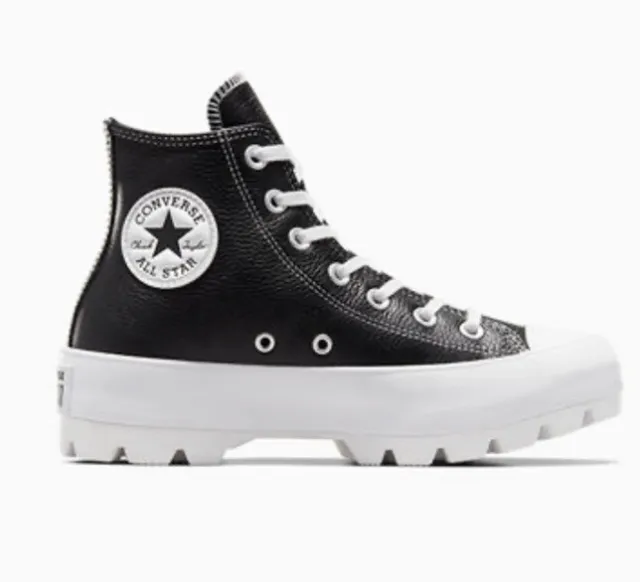 Converse Womens Chuck Taylor All Star Lugged Hi Leather Black Shoes  New 8.5