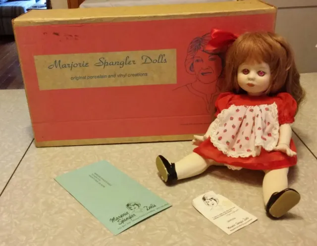 Marjorie Spangler porcelain doll Jennifer  15" tall in box. 1981.