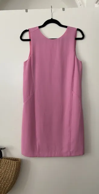 WHISTLES Ladies Barbie Pink Shift Mini Dress UK 8/36 S Lined Open Back Stunning