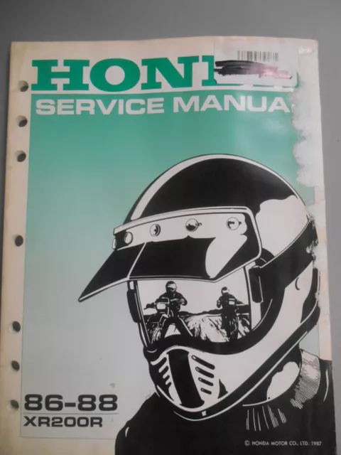 Honda Factory Service Repair Shop Manual 1986-1988 XR200R XR200 R