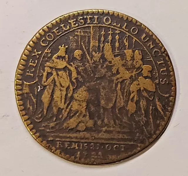 Frankreich alte Kupfer / Bronze Münze  von 1722 Louis XV ?