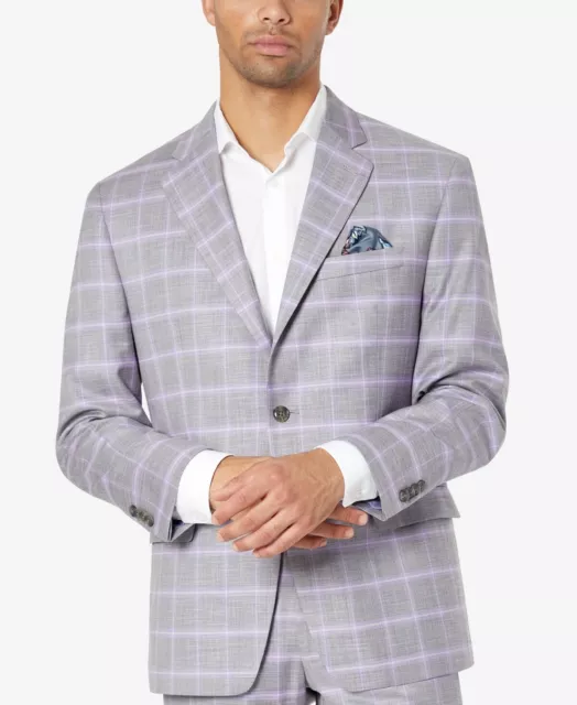 Sean John Mens Classic-Fit Patterned Suit Jacket Grey 40S