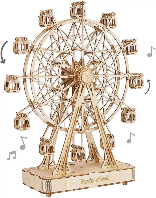 Rolife Ferris Wheel Music Box DIY 3D Wooden Puzzle Model Kit Adult/Kids Gift