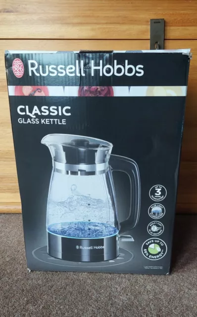 Russell Hobbs Kettle Classic Glass, 1.7L, Blue Illumination on Boil