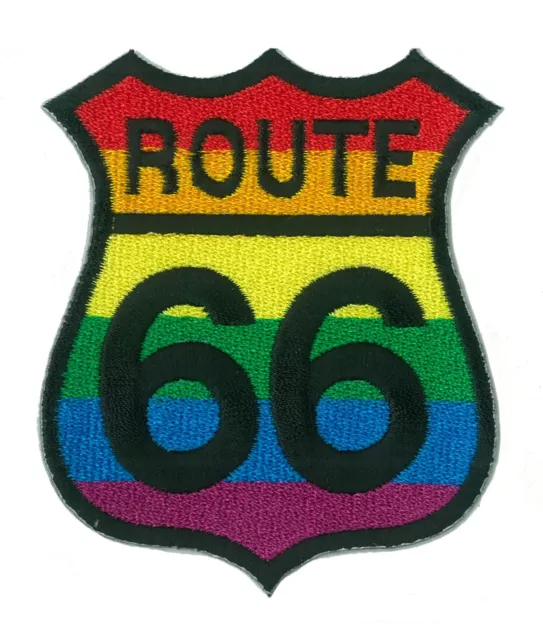 Patch écusson patche Route 66 multicolore thermocollant motard brodé