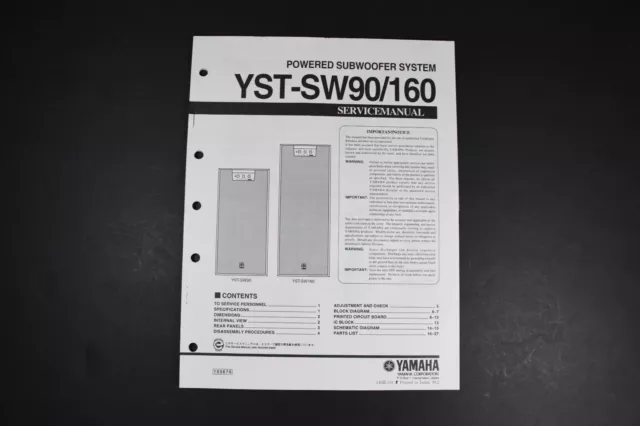 Yamaha YST-SW90/160 Powered Subwoofer System Service Manual - Original