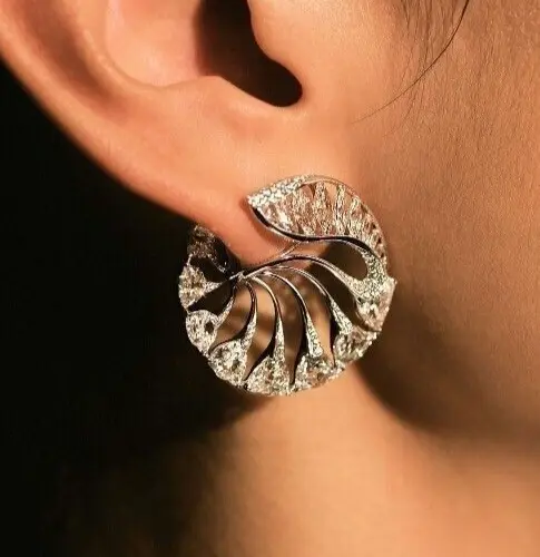 925 Sterling Silver Front Facing Earring Art Deco Women Cocktail CZ Fine Jewelry