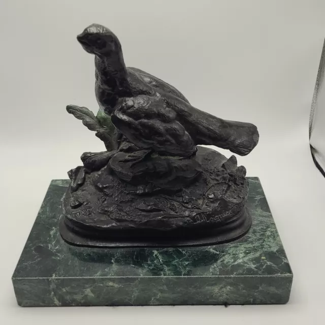 Jules Moigniez Bronze Partridge Statue On Marble Base, 8.5 Inches Tall