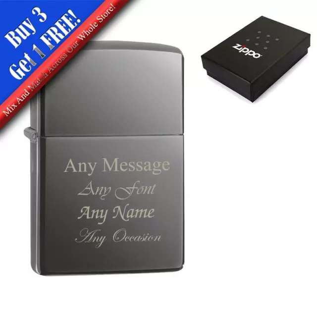 Personalised Engraved Black Ice Official Zippo Windproof Lighter