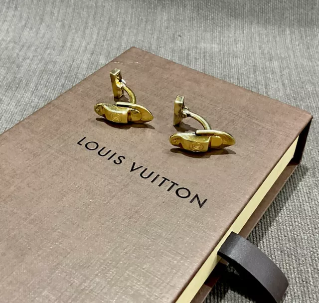 Louis Vuitton Silver 925 Cufflinks BOUTONS DE MANCHETTE Padlock Key R1794