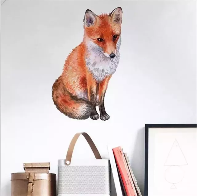 Large Cute Painted Fox Wall Sticker, Vinyl Art Removable Decal Mural Home Decor