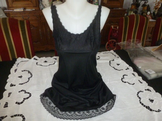 Jolie Combinaison Vintage Dentelle – Fond De Robe 2-en-1, Taille 40, Crème, Nylon