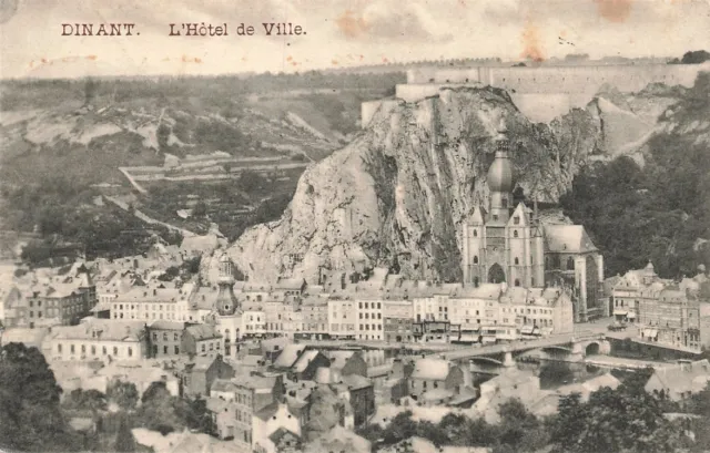 708054) AK Hotel de Ville Dinant Prov. Namur Belgien gelaufen um 1915