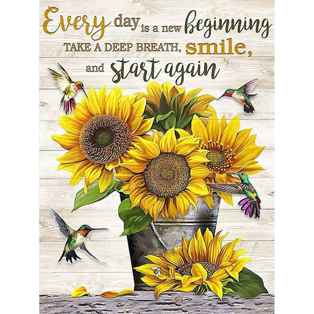 5D DIY Diamond Painting Kit Sunflower Full Round Drill Mosaic Rhinestone Picture