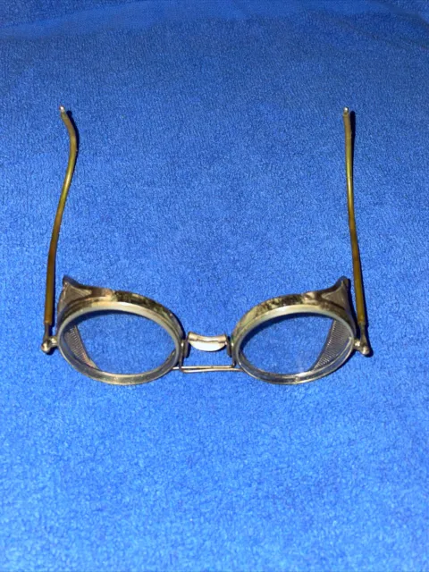 VTG AO Antique Wire Rim Mesh Safety Glasses Goggles Steam Punk Clear Motorcycle