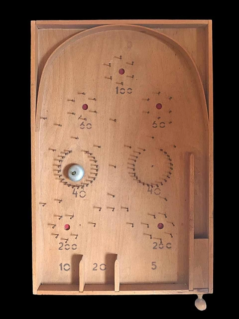 Jeu Ancien à Billes Style Flipper à Cases Parman - Vintage, Années Passées - Pour Collection Ou Décoration