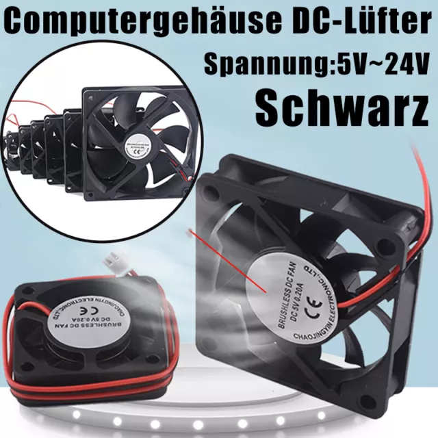 Schwarz PC Computer FAN Lüfter Gehäuselüfter Leiser 40 50 60 80~120mm 5V/12V/24V