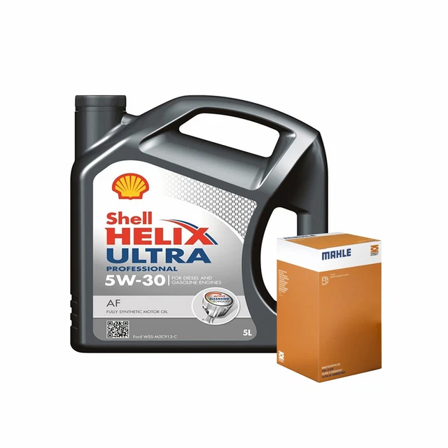 SHELL HELIX ULTRA Professional AF 5W30 Engine Oil 5L Mahle Oil Filter ...