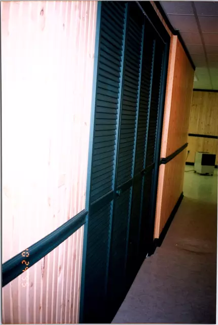 Vintage 1990s Found Photo - Green Doors In The Long Hallway Of An Empty Building