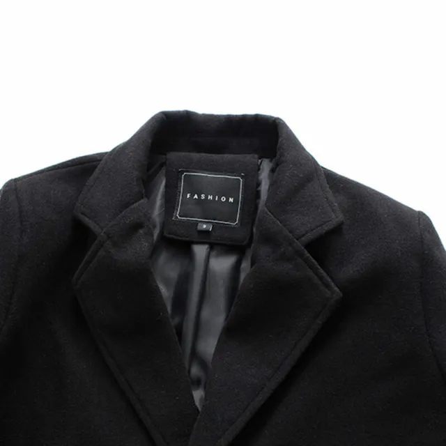 Mens Warm Woolen Trench Coat Double Breasted Overcoat Long Jacket Outwear Winter 10