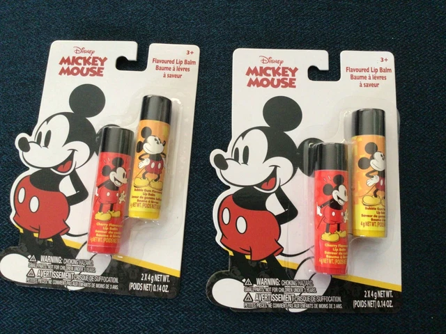 Disney Mickey Mouse 2ct Lip Balms -Cherry & Bubble Gum - NEW IN PACKAGES 4ct