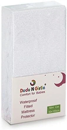 DUDU N GIRLIE Terry Towel Waterproof Fitted Sheet Mattress Protector (MiniCot/S