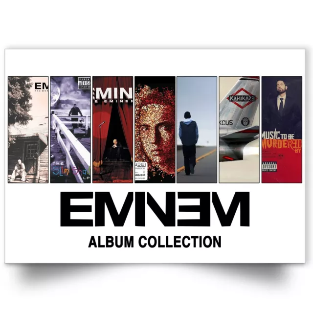 Eminem Album Cover Poster Marshall Mathers Slim Shady RAP Legend Goat A5-A1