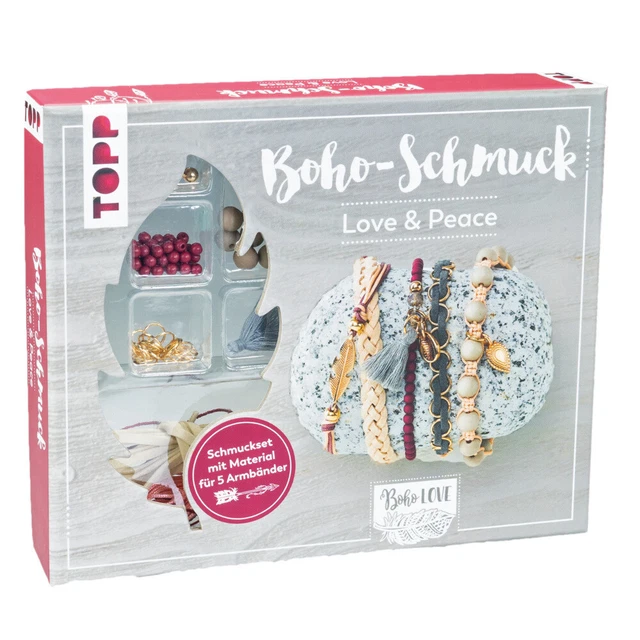 Boho-Schmuckset Love & Peace (Dunkelrot/Grau) Elke Eder Stück Deutsch 2023 Frech