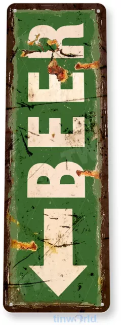 Beer Sign, Arrow Bar Pub Sign, Garage Cave Rustic Metal Tin Sign B402