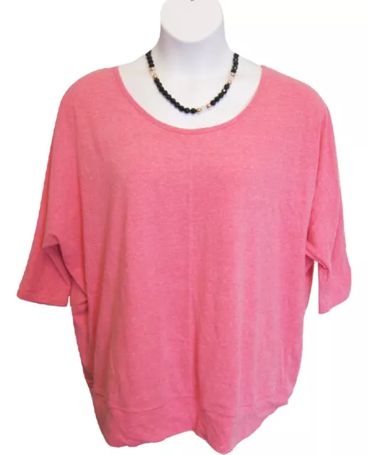 Pink Keyhole Top Plus Size 18W 20W 1X Shirt Slub Knit Dolman Lane Bryant Casual