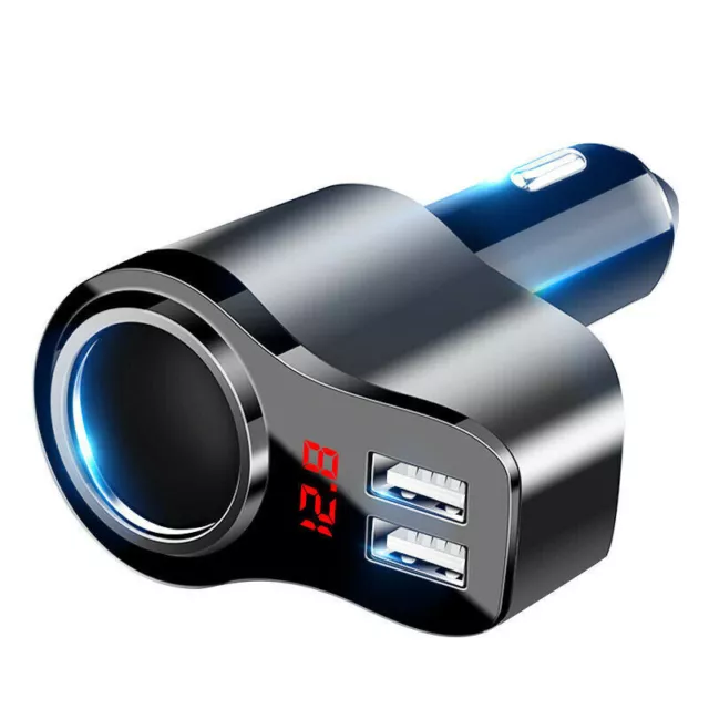 Vehicle Cigarette Lighter Socket Splitter 2 Way USB Multi Charger Power Adapter