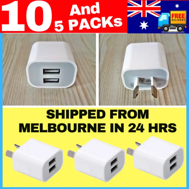 ⚡️ 10 PACK 5 5V 2A Dual USB AC Wall Charger HOME Power Adapter AU Plug Phone 5PC
