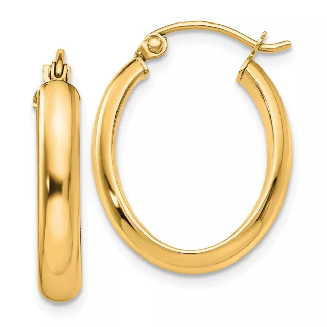 10mm 10k Yellow Gold Polished 3.75mm Oval Tube Hoop Earrings 10TF116Y