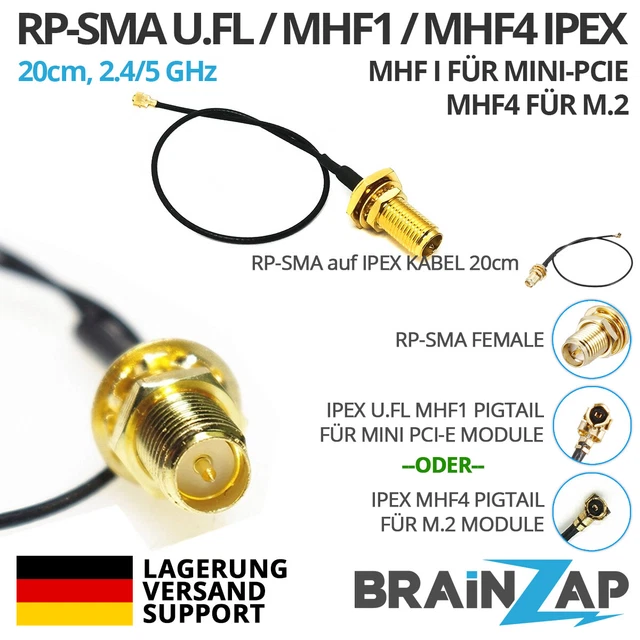Lot De 2 Câbles D'extension Antenne U.FL IPX MHF4 Vers SMA Femelle - 15 Cm, Pour WiFi, Drone, Carte Réseau PCI Express