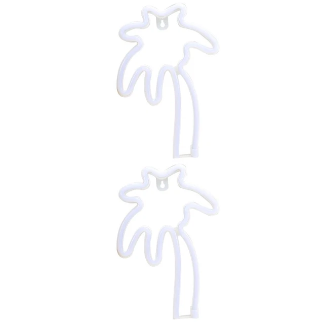 2 PACK PALM Tree Shape Lamp USB Table Neon Light Decor Night Sign £25.