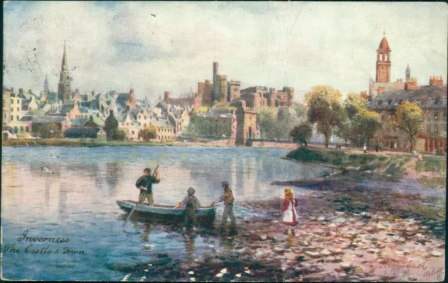 Inverness The Castle & Town 1907 Postmark Tucks Oilette HB Wimbush (Crease)
