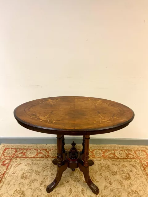 Antique Victorian Walnut Inlaid Table / FREE DELIVERY / Mid 19th Century