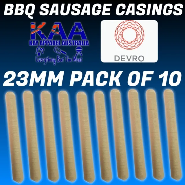 DEVRO 10 Pack Thin Collagen Sausage Casings 23mm Butcher/Home Butchers/Hunters