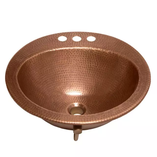 SINKOLOGY Bathroom Sink Drop-In Handmade Copper Rust Resistant 4 in Faucet Holes